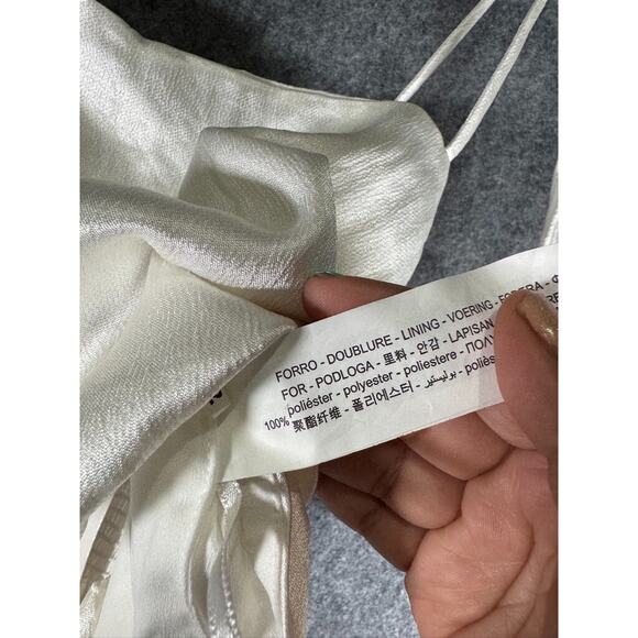 Zara Blouse Women Medium White Tie Shoulder Cropped Satin Coquette Feminine - Picture 4 of 8